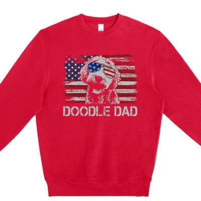 Doodle Dad Goldendoodle Dog American Flag 4th Of July Premium Crewneck Sweatshirt