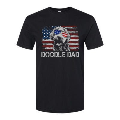 Doodle Dad Goldendoodle Dog American Flag 4th Of July Softstyle® CVC T-Shirt