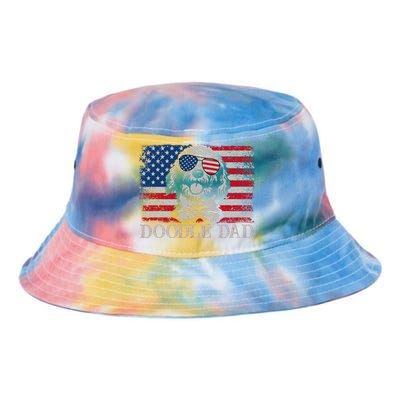 Doodle Dad Goldendoodle Dog American Flag 4th of July Tie Dye Newport Bucket Hat