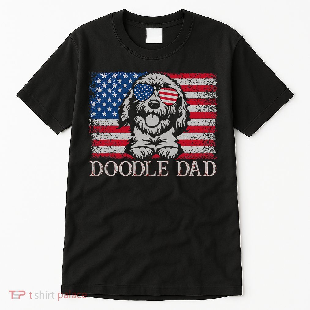 Doodle Dad Goldendoodle Dog American Flag 4th of July Tall T-Shirt