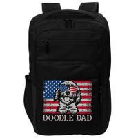 Doodle Dad Goldendoodle Dog American Flag 4th of July Impact Tech Backpack