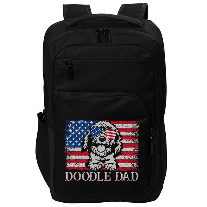 Doodle Dad Goldendoodle Dog American Flag 4th of July Impact Tech Backpack