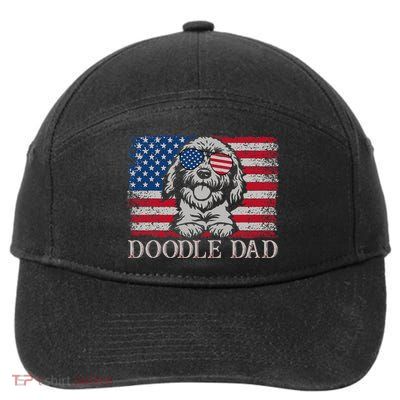 Doodle Dad Goldendoodle Dog American Flag 4th of July 7-Panel Snapback Hat