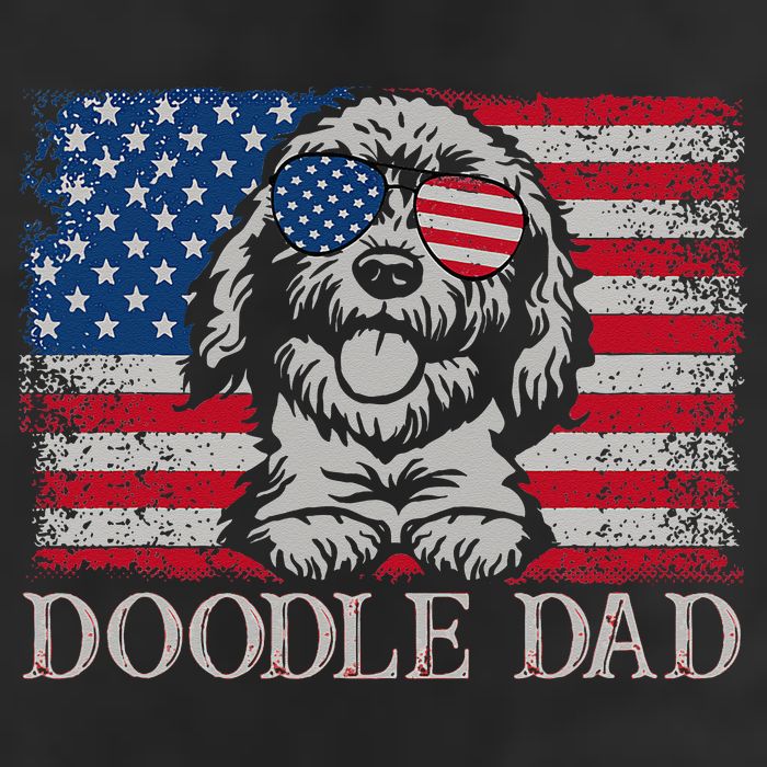 Doodle Dad Goldendoodle Dog American Flag 4th of July 11oz C Handle Ceramic Mug