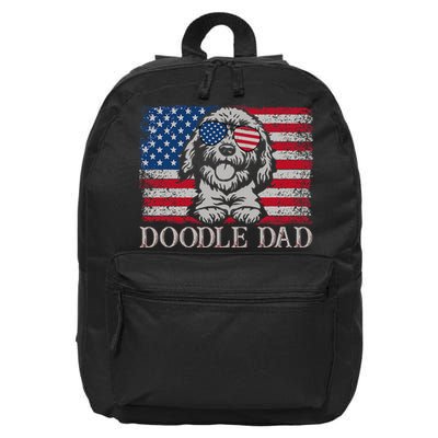 Doodle Dad Goldendoodle Dog American Flag 4th of July 16 in Basic Backpack
