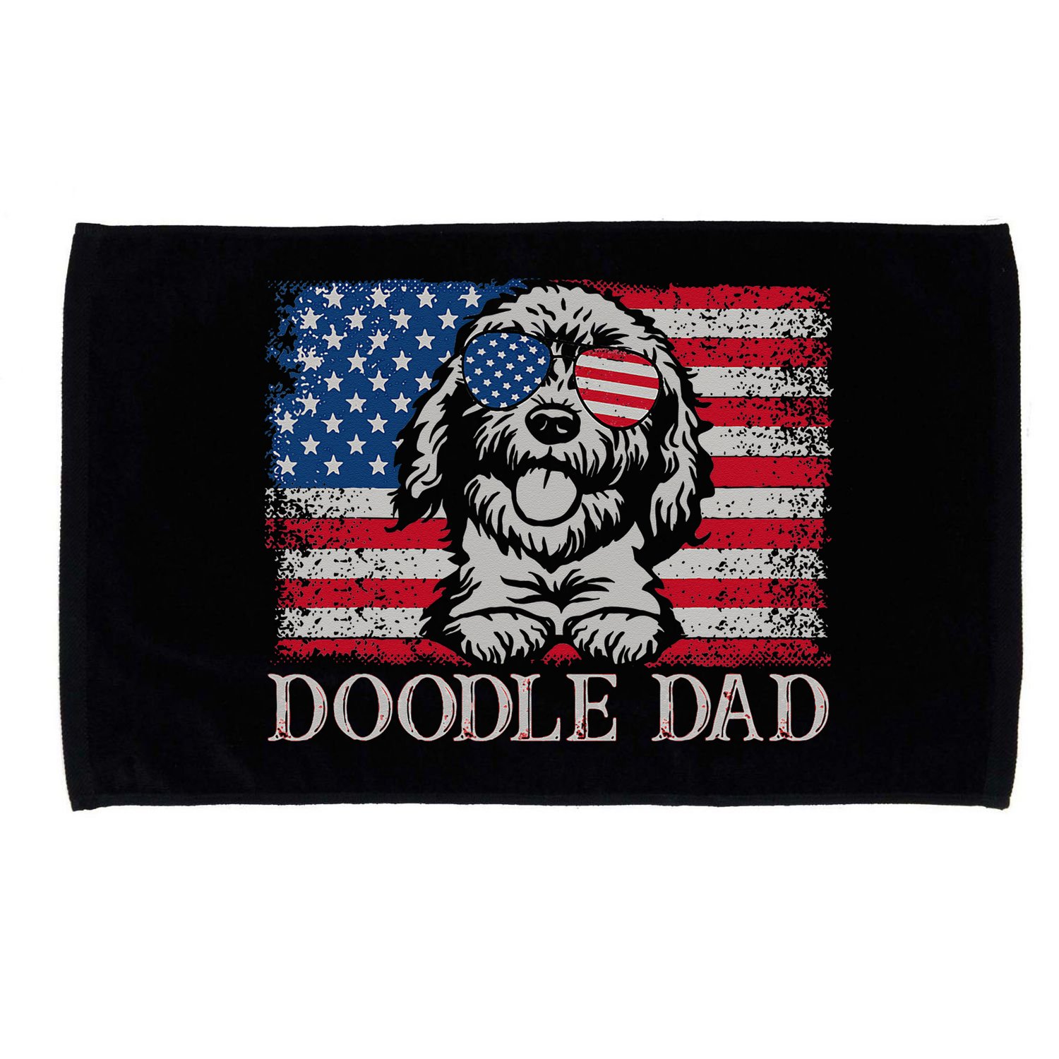 Doodle Dad Goldendoodle Dog American Flag 4th of July Microfiber Hand Towel