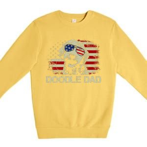 Doodle Dad Goldendoodle American Flag 4th Of July Dog Lover Premium Crewneck Sweatshirt