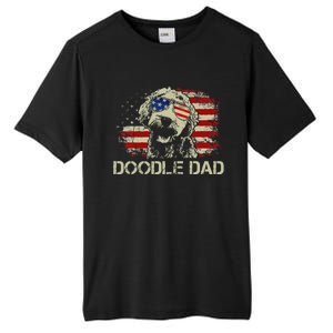 Doodle Dad Goldendoodle American Flag 4th Of July Dog Lover Tall Fusion ChromaSoft Performance T-Shirt