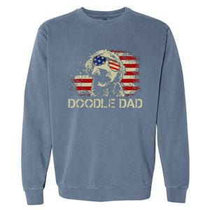 Doodle Dad Goldendoodle American Flag 4th Of July Dog Lover Garment-Dyed Sweatshirt