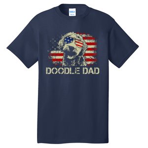 Doodle Dad Goldendoodle American Flag 4th Of July Dog Lover Tall T-Shirt