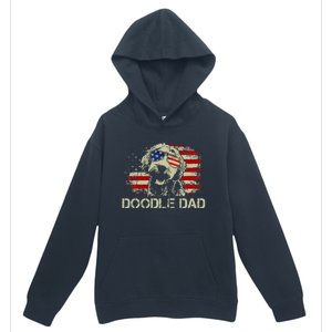 Doodle Dad Goldendoodle American Flag 4th Of July Dog Lover Urban Pullover Hoodie