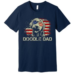 Doodle Dad Goldendoodle American Flag 4th Of July Dog Lover Premium T-Shirt