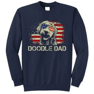 Doodle Dad Goldendoodle American Flag 4th Of July Dog Lover Tall Sweatshirt