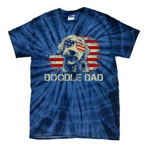 Doodle Dad Goldendoodle American Flag 4th Of July Dog Lover Tie-Dye T-Shirt