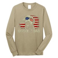 Doodle Dad Goldendoodle American Flag 4th Of July Dog Lover Long Sleeve Shirt