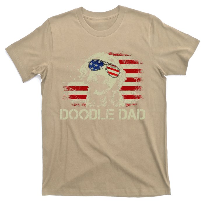 Doodle Dad Goldendoodle American Flag 4th Of July Dog Lover T-Shirt