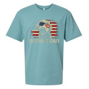 Doodle Dad Goldendoodle American Flag 4th Of July Dog Lover Sueded Cloud Jersey T-Shirt