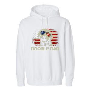 Doodle Dad Goldendoodle American Flag 4th Of July Dog Lover Garment-Dyed Fleece Hoodie