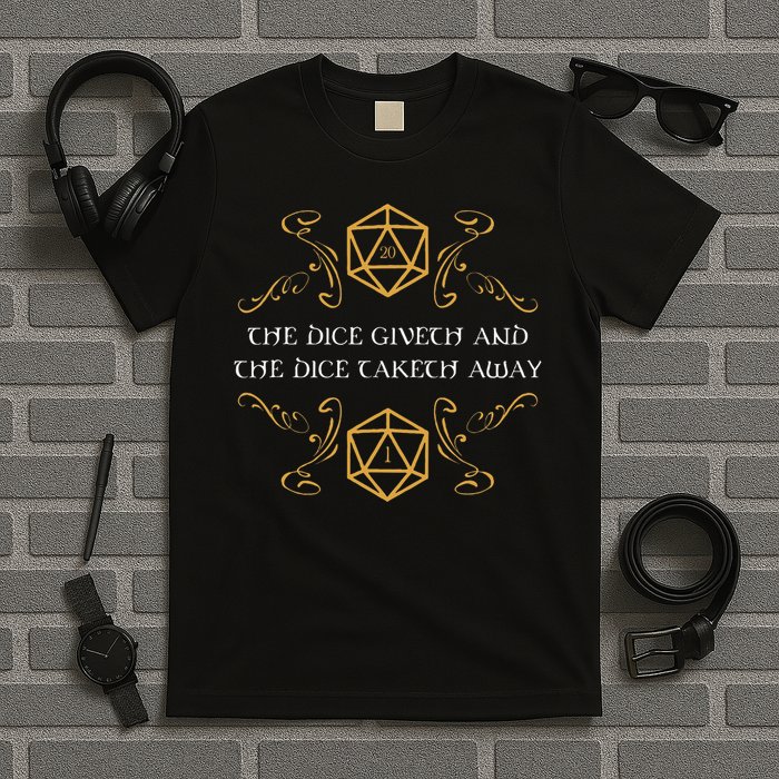 D20 Dice Giveth And Taketh Away Funny Nerdy T-Shirt
