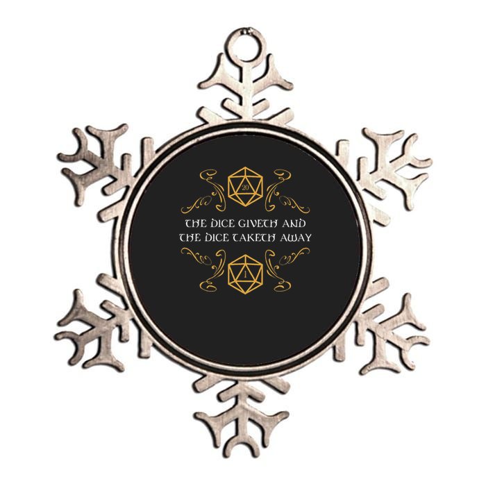D20 Dice Giveth And Taketh Away Funny Nerdy Metallic Star Ornament