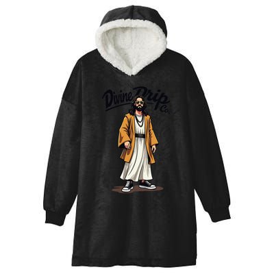 Divine Drip Gen Z Slang Funny Jesus Meme Design .Png Hooded Wearable Blanket