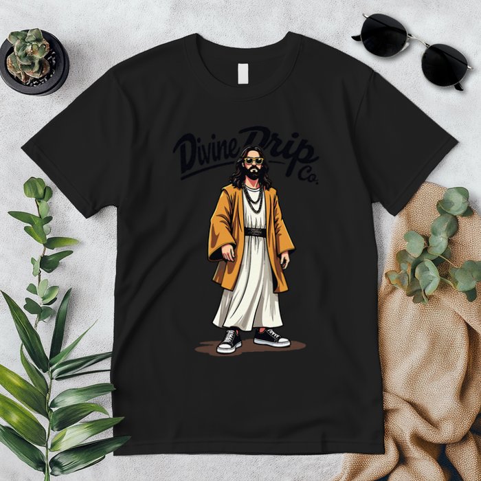 Divine Drip Gen Z Slang Funny Jesus Meme Design .Png Premium T-Shirt