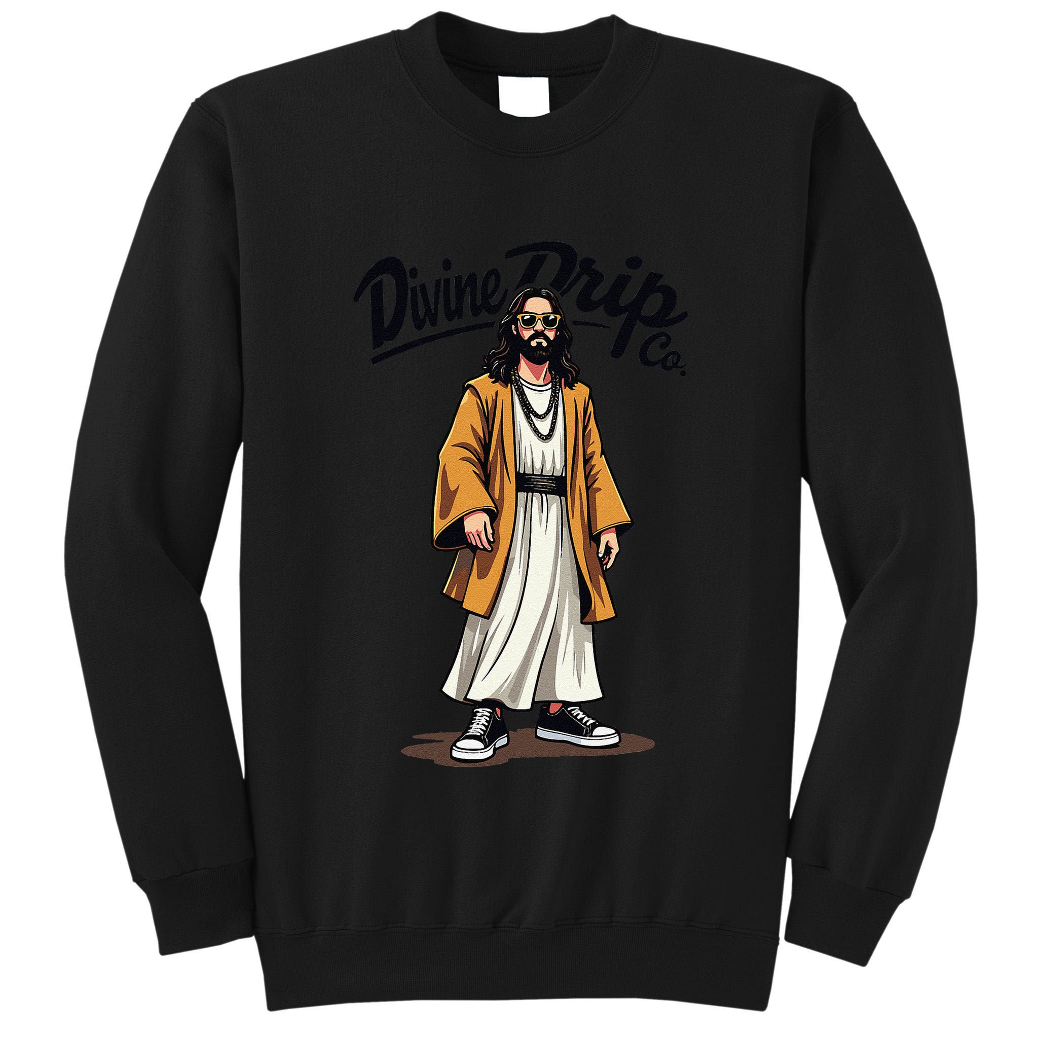 Divine Drip Gen Z Slang Funny Jesus Meme Design .Png Tall Sweatshirt