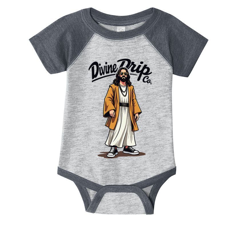 Divine Drip Gen Z Slang Funny Jesus Meme Design .Png Infant Baby Jersey Bodysuit