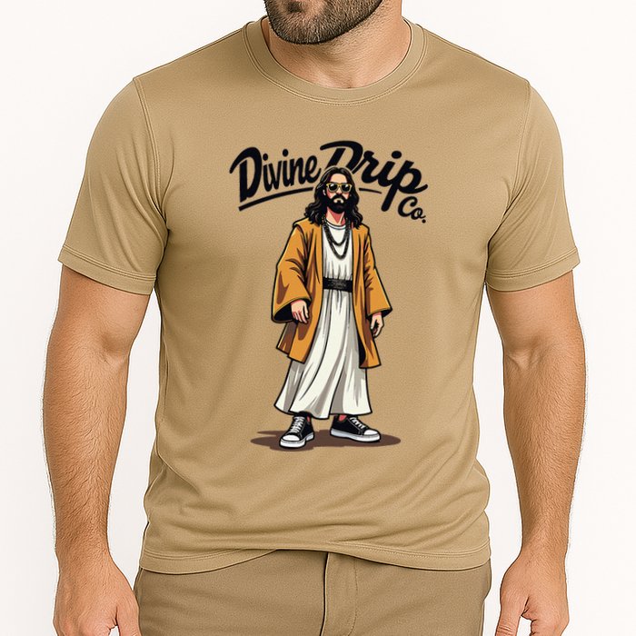 Divine Drip Gen Z Slang Funny Jesus Meme Design .Png Cooling Performance Crew T-Shirt