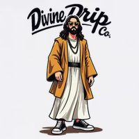 Divine Drip Gen Z Slang Funny Jesus Meme Design .Png Garment-Dyed Sweatshirt