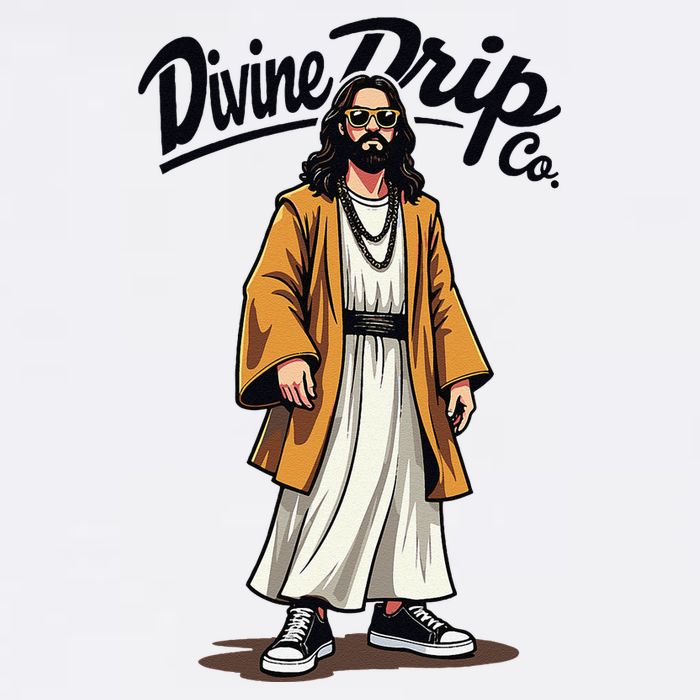 Divine Drip Gen Z Slang Funny Jesus Meme Design .Png Garment-Dyed Sweatshirt