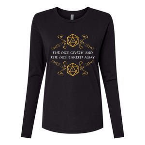 D20 Dice Giveth And Taketh Away Funny Nerdy Womens Cotton Relaxed Long Sleeve T-Shirt