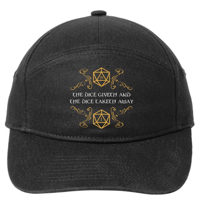 D20 Dice Giveth And Taketh Away Funny Nerdy 7-Panel Snapback Hat