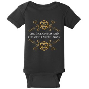 D20 Dice Giveth And Taketh Away Funny Nerdy Baby Bodysuit