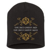 D20 Dice Giveth And Taketh Away Funny Nerdy Short Acrylic Beanie