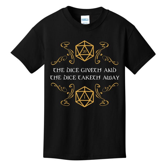 D20 Dice Giveth And Taketh Away Funny Nerdy Kids T-Shirt