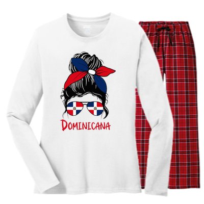 Dominicana Dominican Girl Republica Dominicana Republic Women's Long Sleeve Flannel Pajama Set 