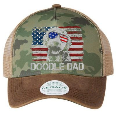 Doodle Dad Goldendoodle Dog American Flag 4th Of July Legacy Tie Dye Trucker Hat