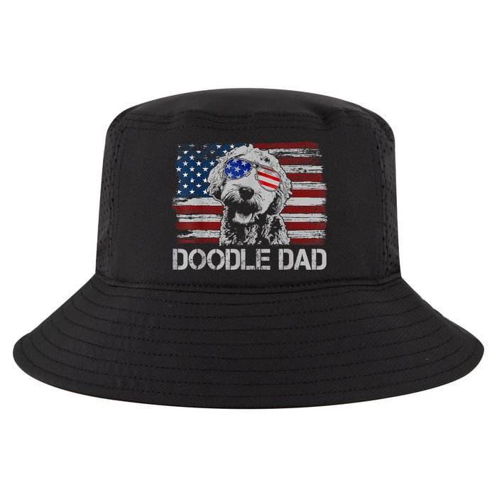 Doodle Dad Goldendoodle Dog American Flag 4th Of July Cool Comfort Performance Bucket Hat