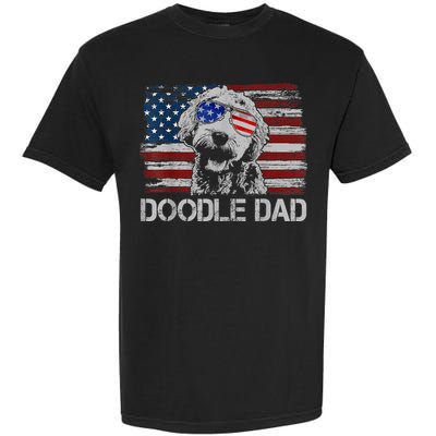 Doodle Dad Goldendoodle Dog American Flag 4th Of July Garment-Dyed Heavyweight T-Shirt