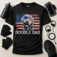Doodle Dad Goldendoodle Dog American Flag 4th Of July Cooling Performance Crew T-Shirt