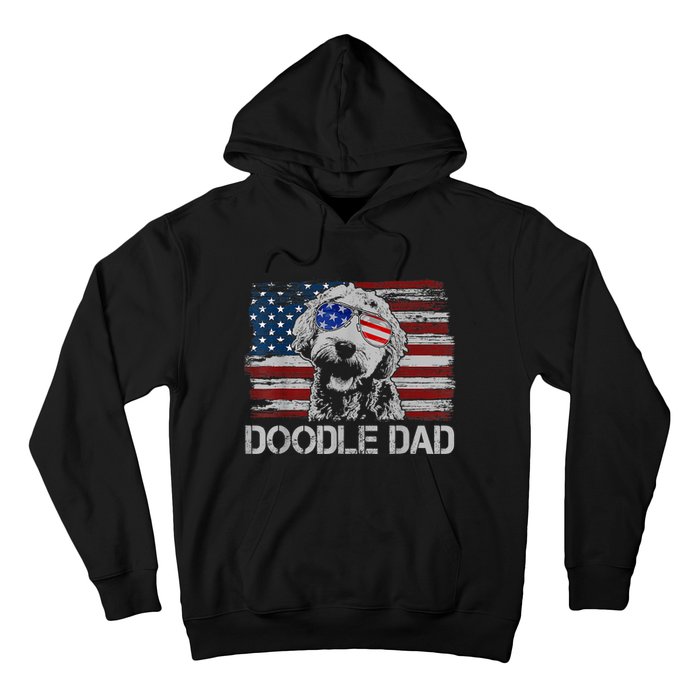 Doodle Dad Goldendoodle Dog American Flag 4th Of July Hoodie