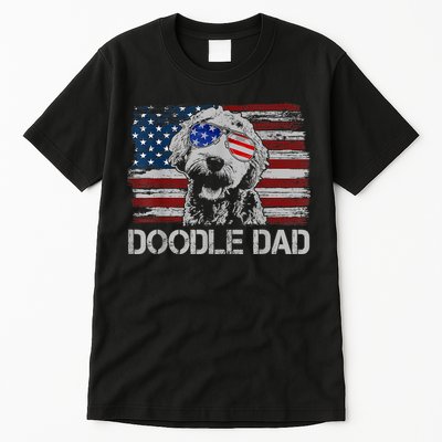 Doodle Dad Goldendoodle Dog American Flag 4th Of July Tall T-Shirt