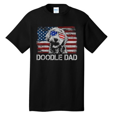 Doodle Dad Goldendoodle Dog American Flag 4th Of July Tall T-Shirt