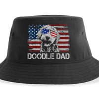 Doodle Dad Goldendoodle Dog American Flag 4th Of July Sustainable Bucket Hat