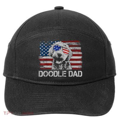 Doodle Dad Goldendoodle Dog American Flag 4th Of July 7-Panel Snapback Hat