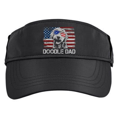Doodle Dad Goldendoodle Dog American Flag 4th Of July Adult Drive Performance Visor