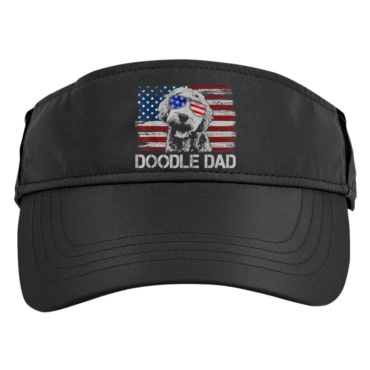 Doodle Dad Goldendoodle Dog American Flag 4th Of July Adult Drive Performance Visor