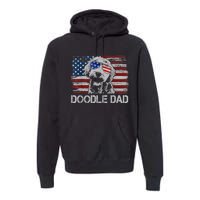 Doodle Dad Goldendoodle Dog American Flag 4th Of July Premium Hoodie