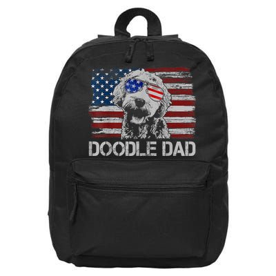 Doodle Dad Goldendoodle Dog American Flag 4th Of July 16 in Basic Backpack